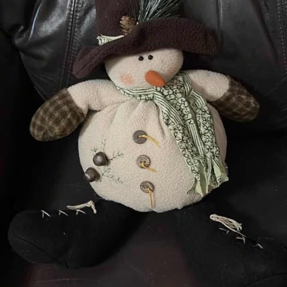 Rustic Plush Snowman Holiday Decor